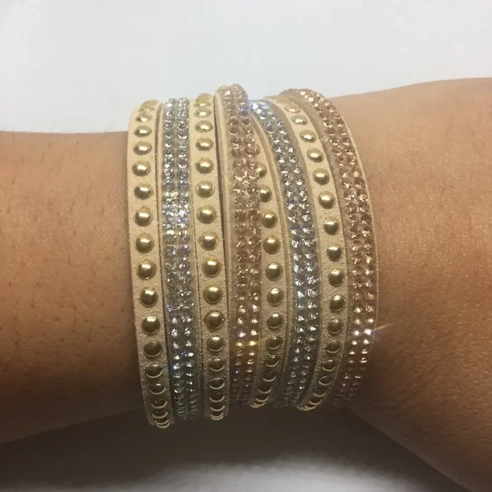 Mix Stud Slit Layer Wrap Bracelet - Nude - Picture 3 of 4